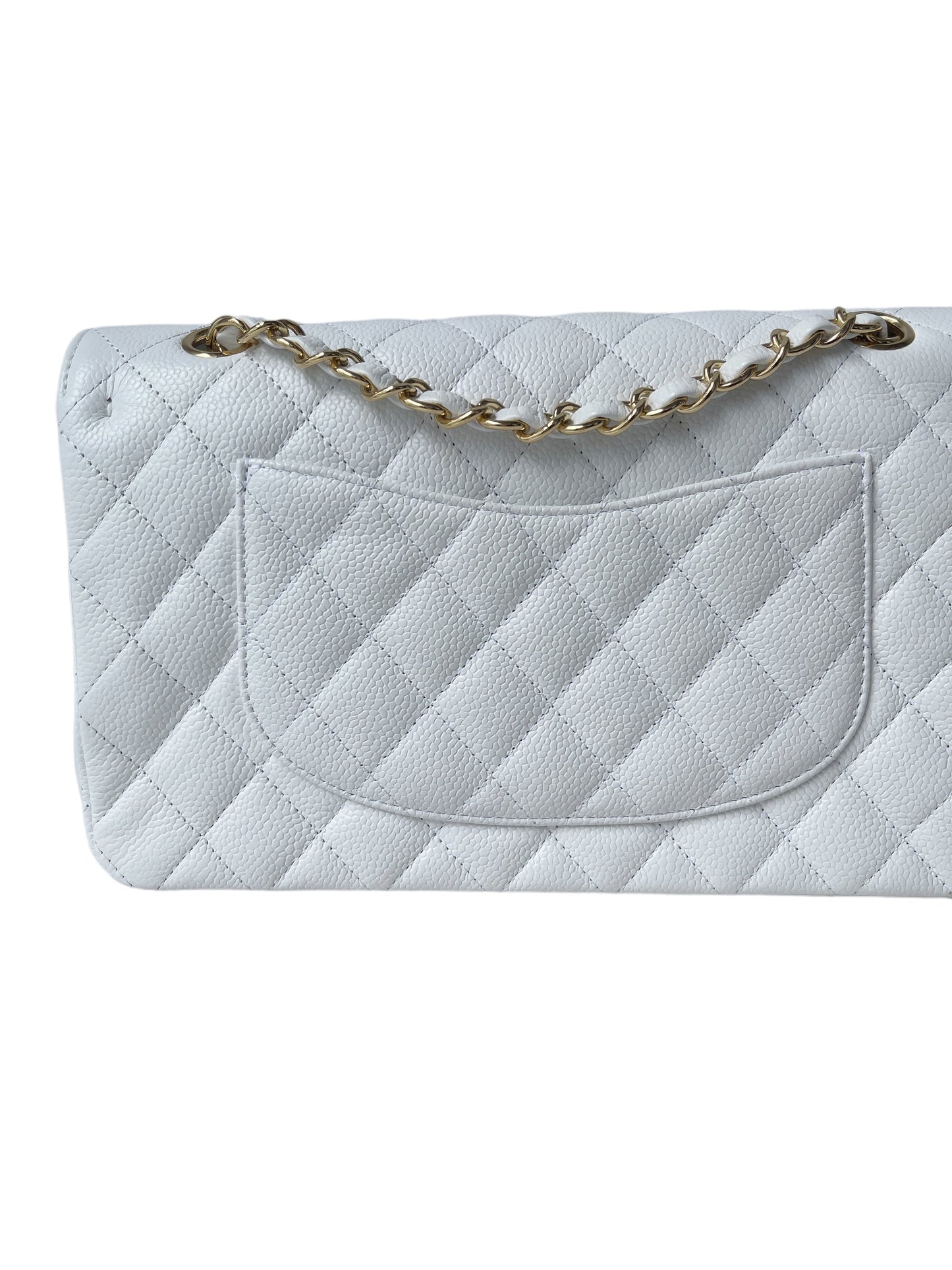 CHANEL WHITE CAVIAR MEDIUM CLASSIC 2.55 DOUBLE FLAP BAG
