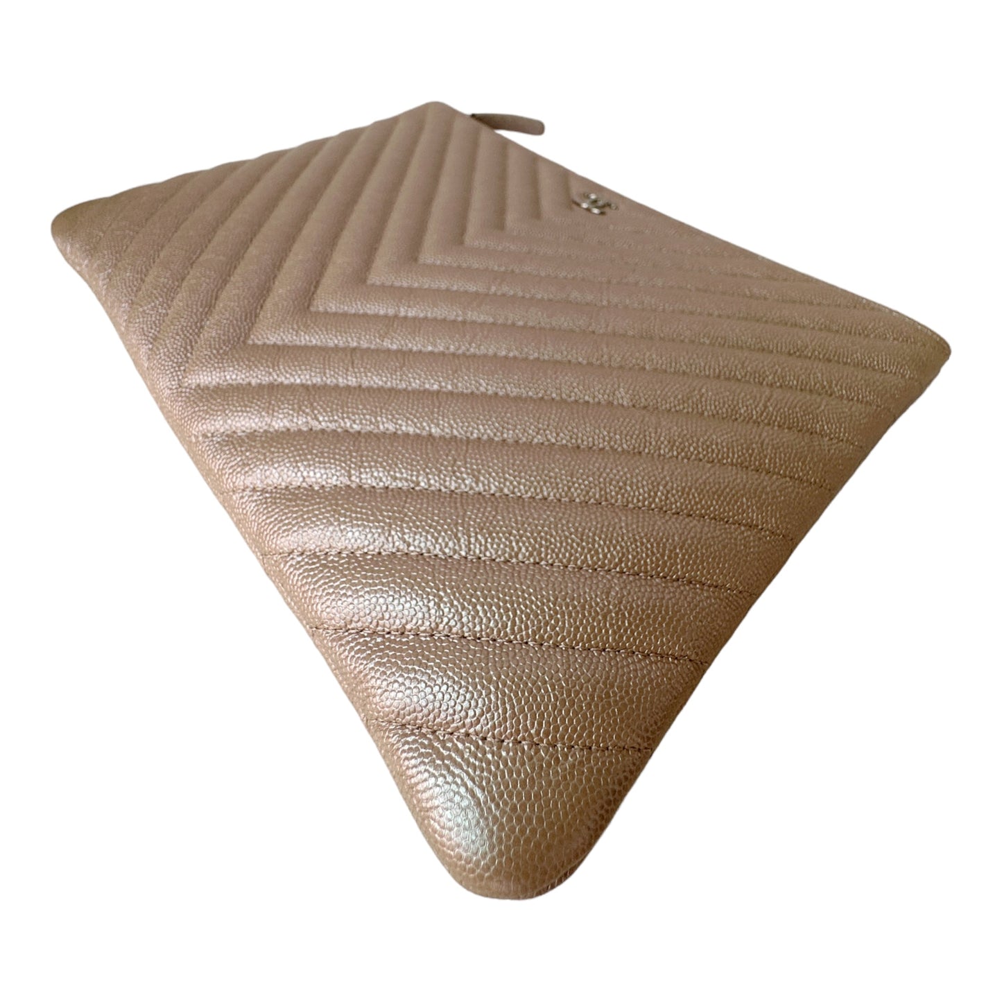 Chanel 17B Rose Gold Caviar Chevron Large O Case