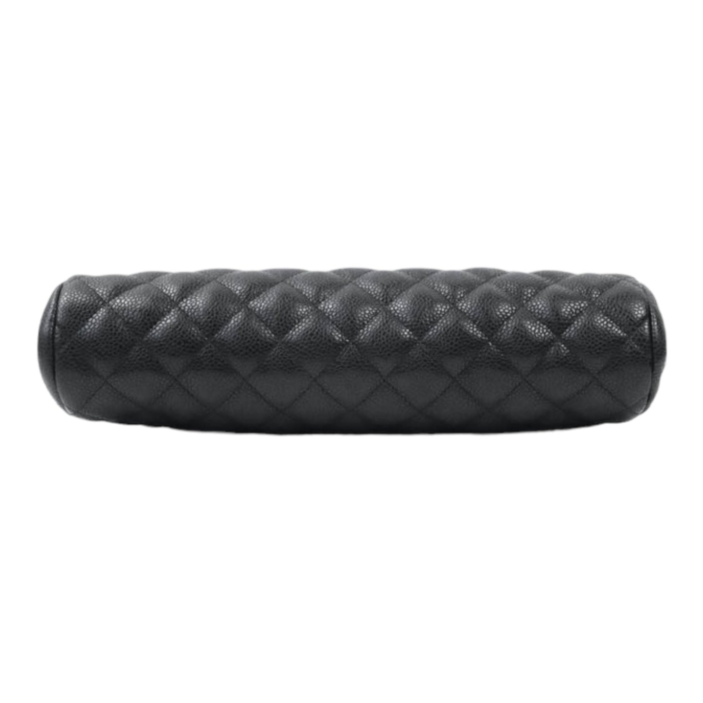 Chanel Quilted Timeless Kisslock Clutch Black Caviar Silver Hardware