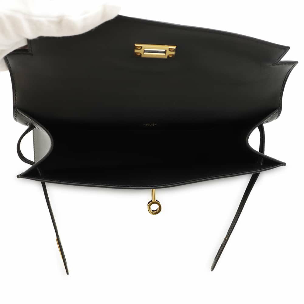 Preloved Hermes Kelly Pouchette Black Swift w/ Gold