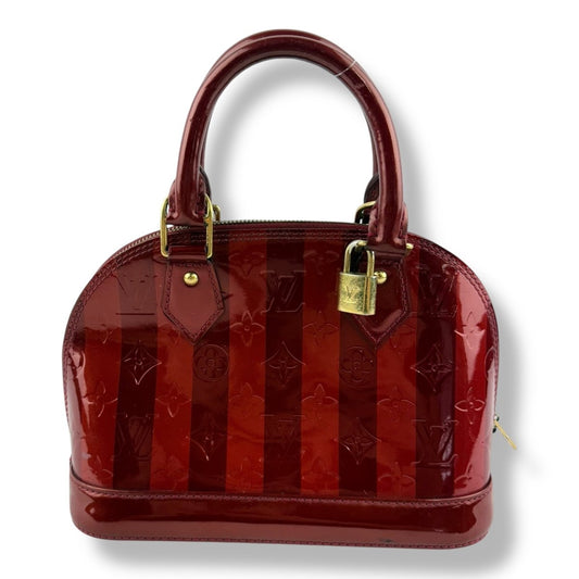 Louis Vuitton Alma BB Vernis Red Stripe Monogram Handbag