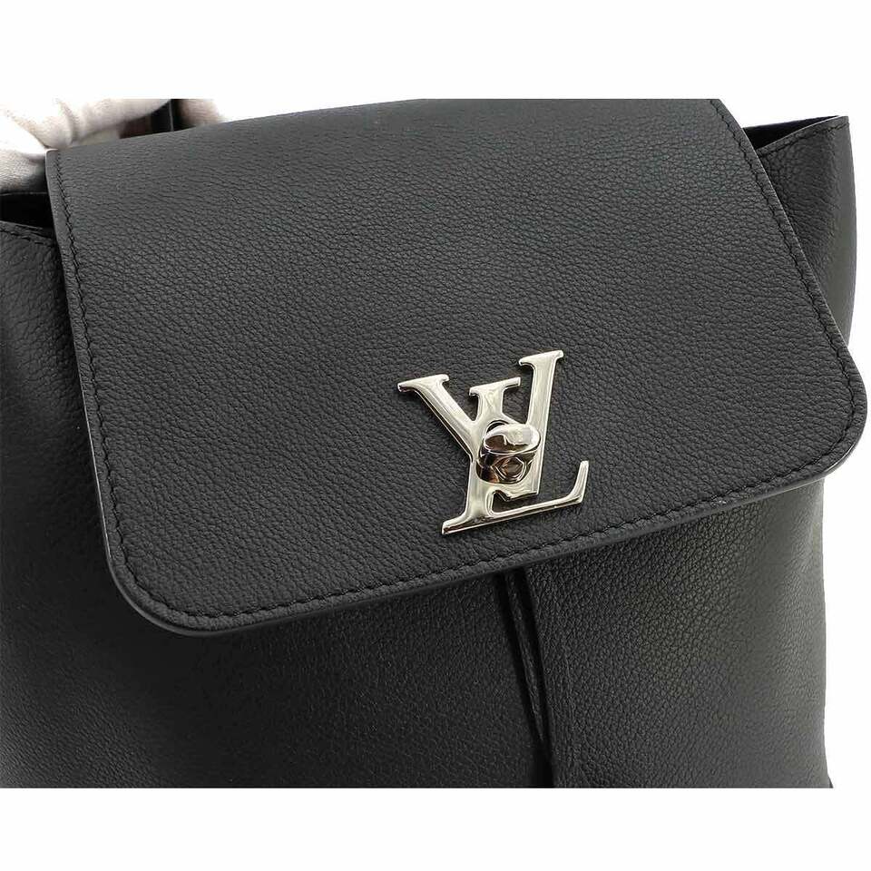LOUIS VUITTON Lock Me  Leather Noir Black Backpack
