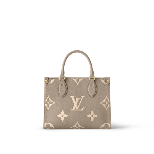 Tourterelle Beige Bicolour Monogram Empreinte Leather Onthego PM Leather Tote Bag for Women