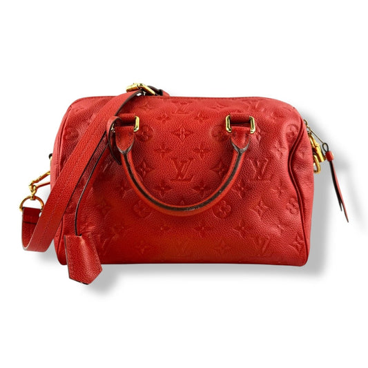 Louis Vuitton Red Speedy Bandouliere 25 Monogram Leather Handbag
