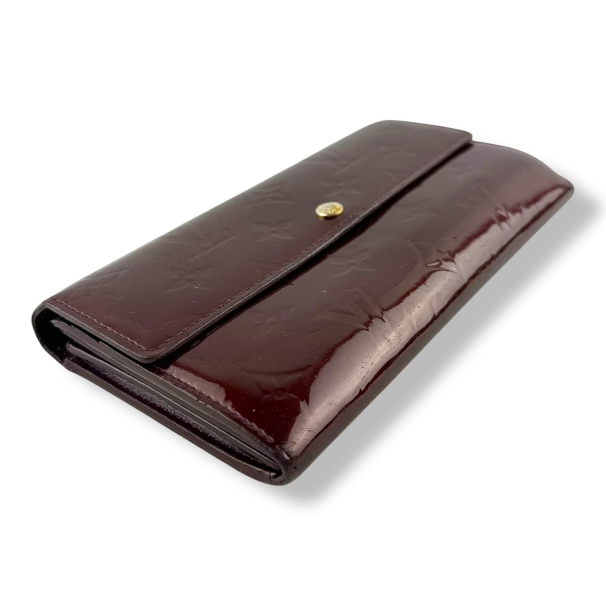 Louis Vuitton Sarah Burgundy Patent Leather Monogram Femme Wallet