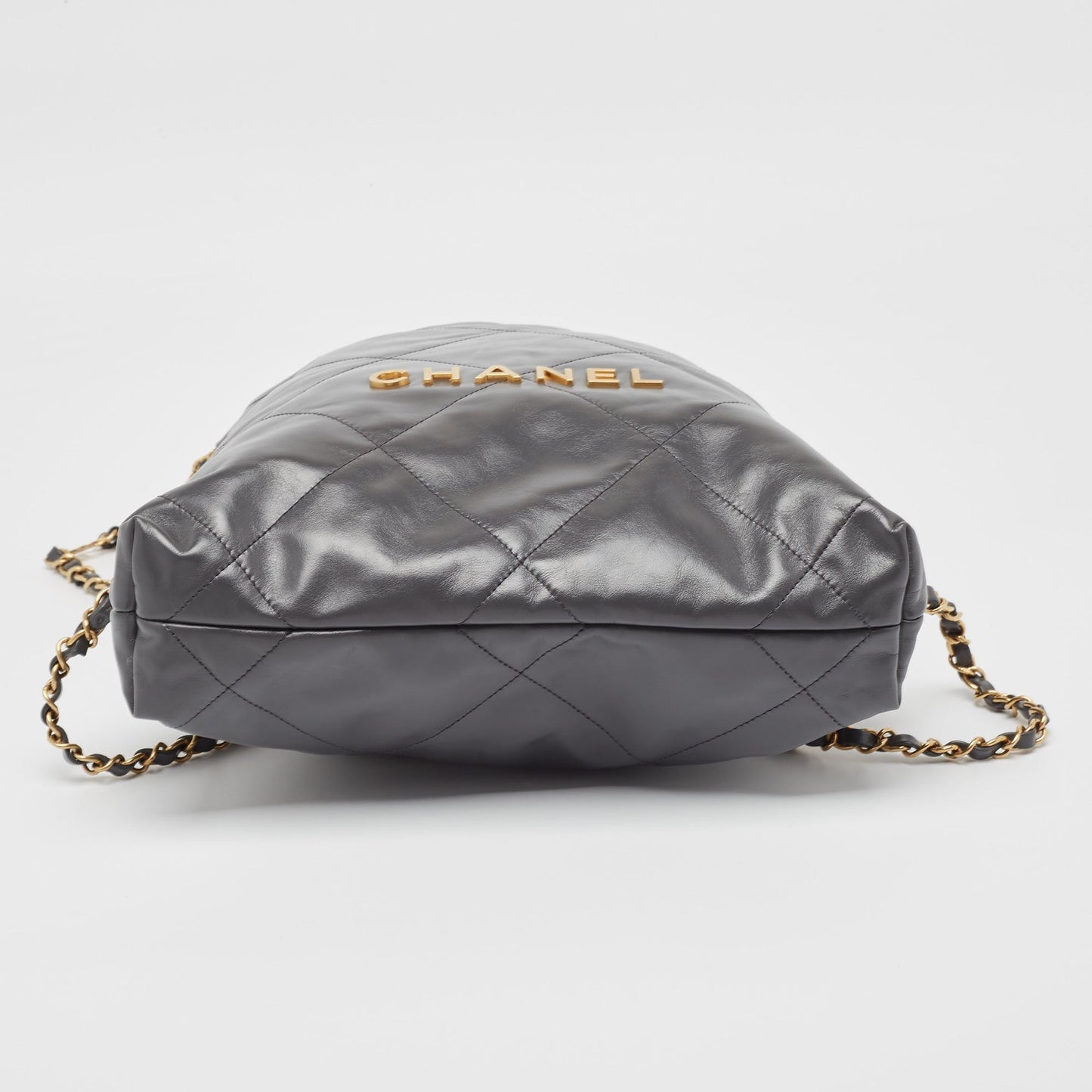 CHANEL Grey Quilted Leather 22 Backpack