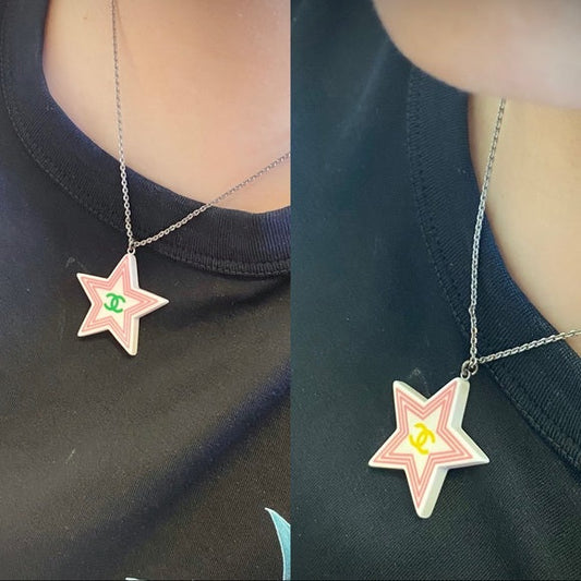 CHANEL two sides star necklace
