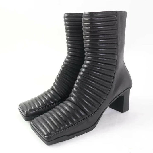 Balenciaga Quilted Leather Ankle Boots - Black, Size 38
