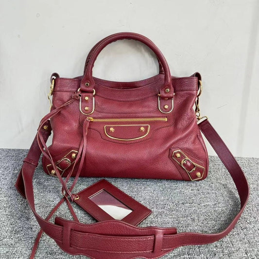 Balenciaga City Burgundy Leather Tote Bag Medium Size
