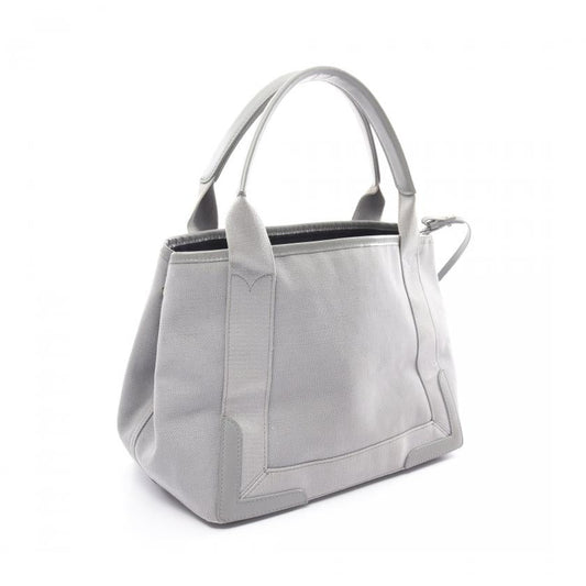 Balenciaga Navy Cabas S Gray Canvas Leather Tote Handbag