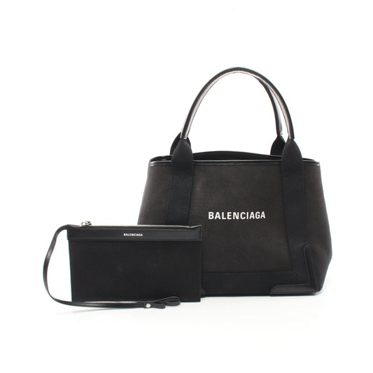 Balenciaga Black Canvas Leather Tote Bag Medium