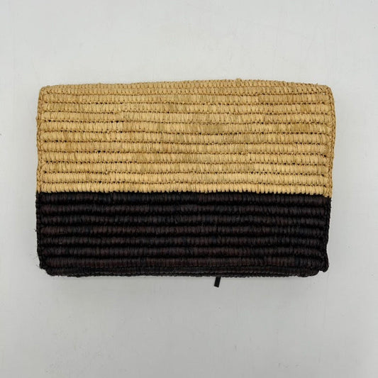 Balenciaga Braid Clutch Wristlet Natural Black Woven Medium