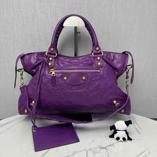 Balenciaga Neo Cagole Purple Leather Bag Medium
