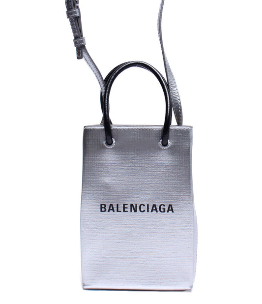 Balenciaga Silver Leather 2ways Bag Medium Size