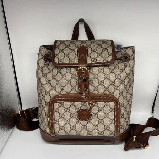 Gucci GG Marmont Leather Backpack Beige Bag Z3848