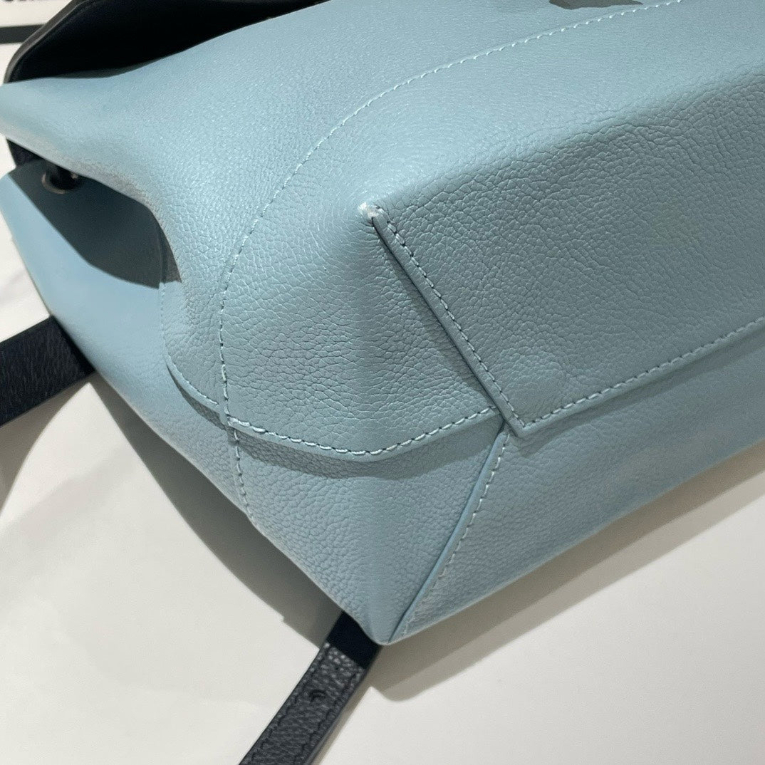 Preloved Louis Vuitton Lock Me Backpack Black and Light Blue Leather Bag (2016) #13648