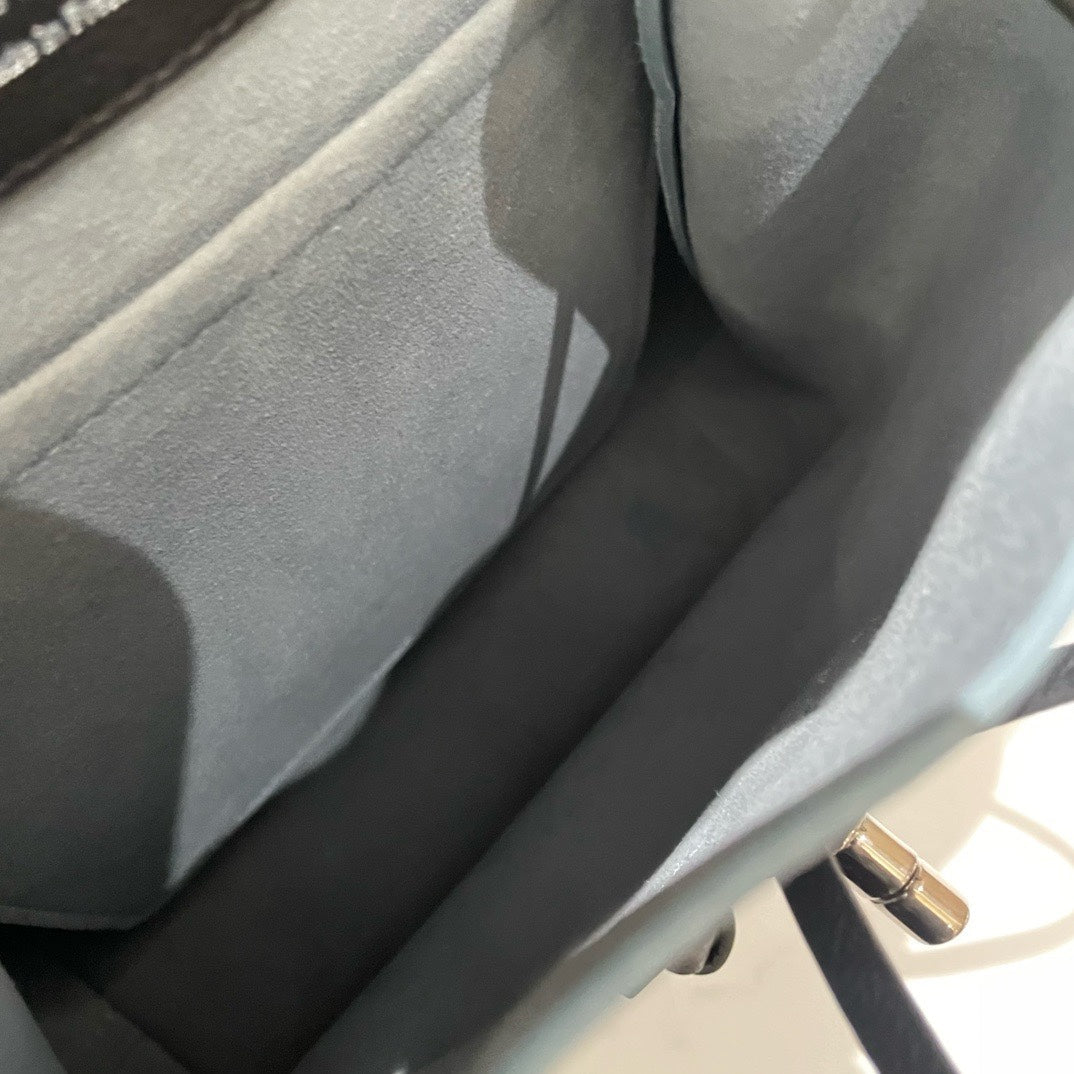 Preloved Louis Vuitton Lock Me Backpack Black and Light Blue Leather Bag (2016) #13648