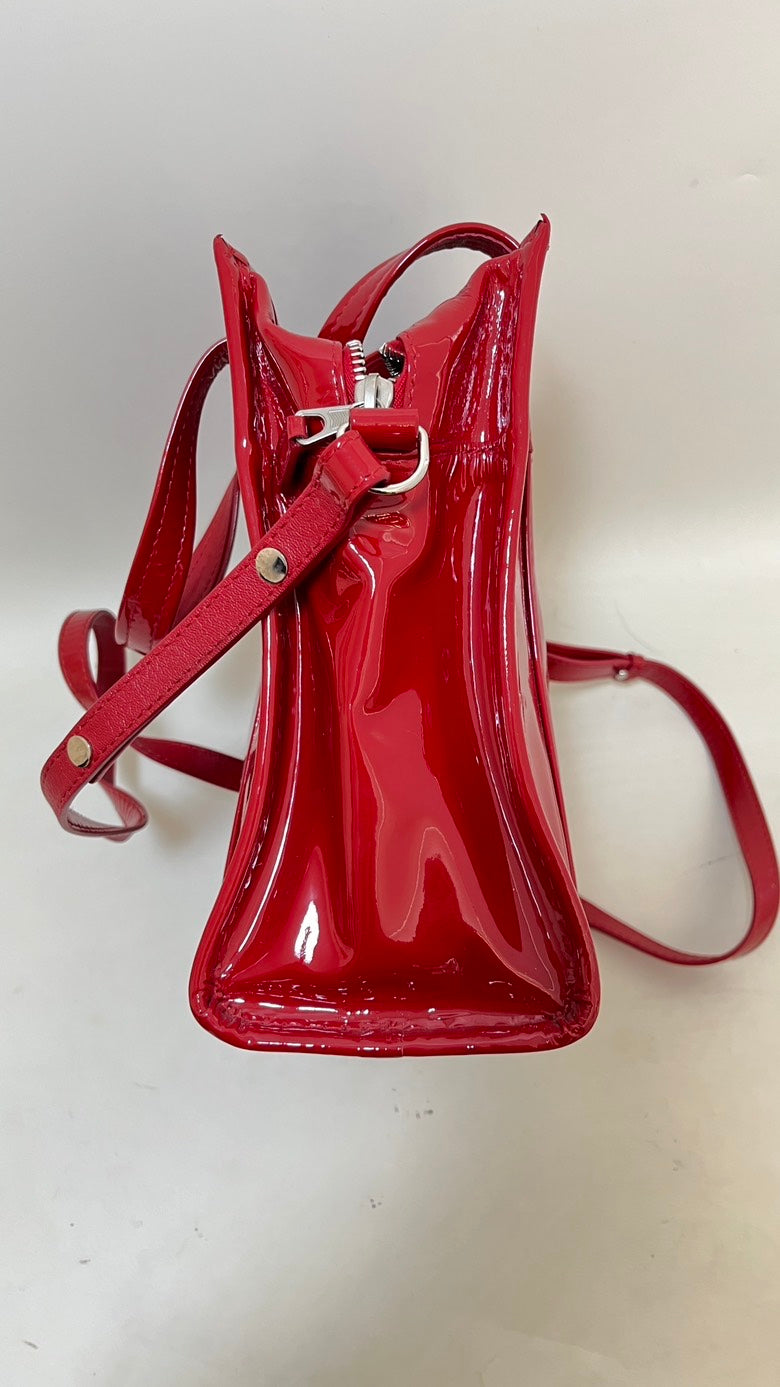 Balenciaga Red Patent Leather Top Handle Bag