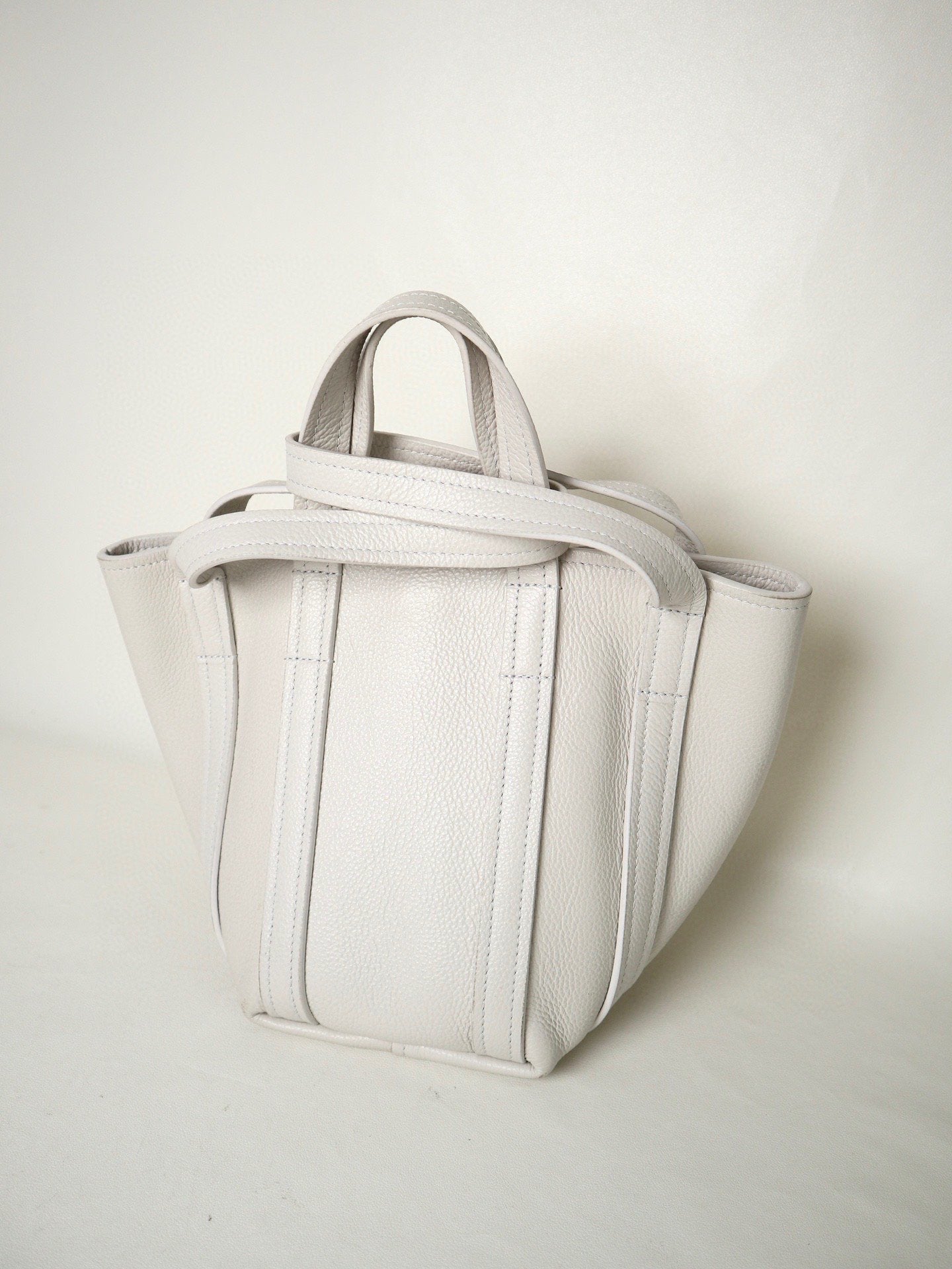 Balenciaga White Leather Bucket Bag