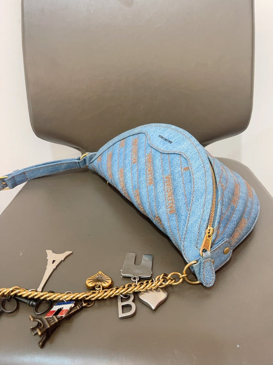Balenciaga Denim Chain Bag in Blue - Preloved Shoulder Bag