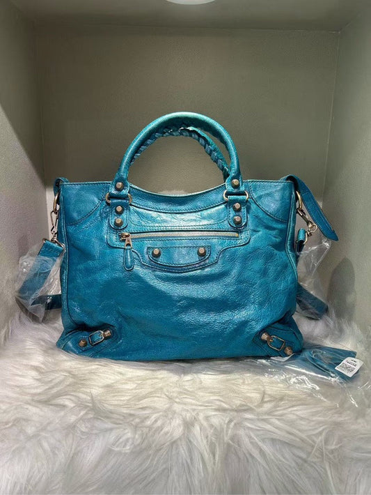 Balenciaga City Bag Blue Leather Shoulder Bag