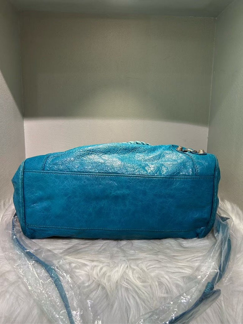 Balenciaga City Bag Blue Leather Shoulder Bag