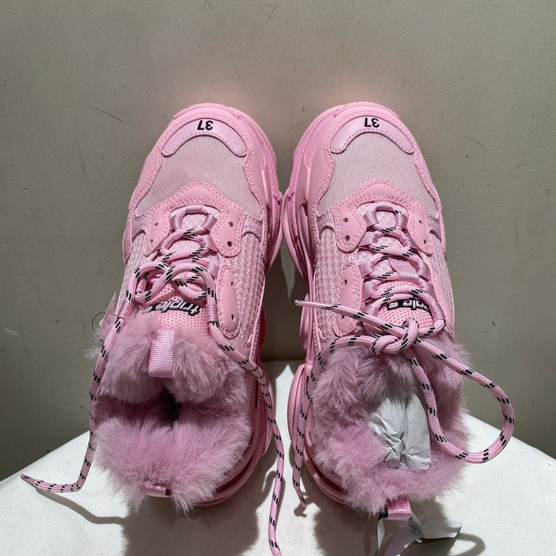 Balanciaga Pink Fur-Lined Sneaker Shoes