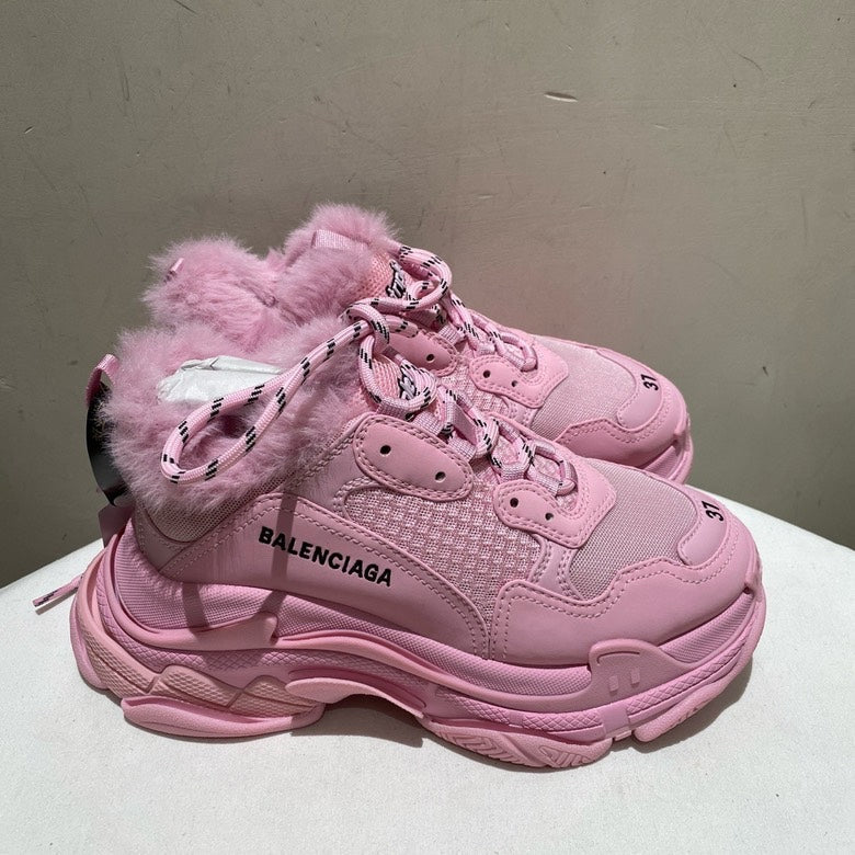 Balanciaga Pink Fur-Lined Sneaker Shoes