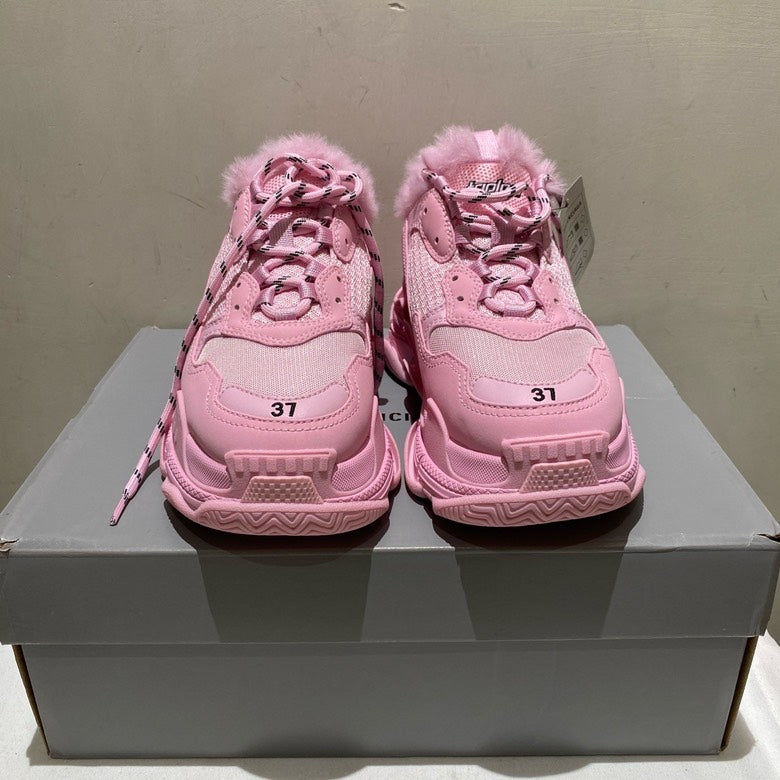 Balanciaga Pink Fur-Lined Sneaker Shoes
