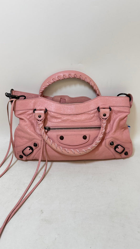 Preloved Balenciaga City Bag Pink Leather Shoulder Bag