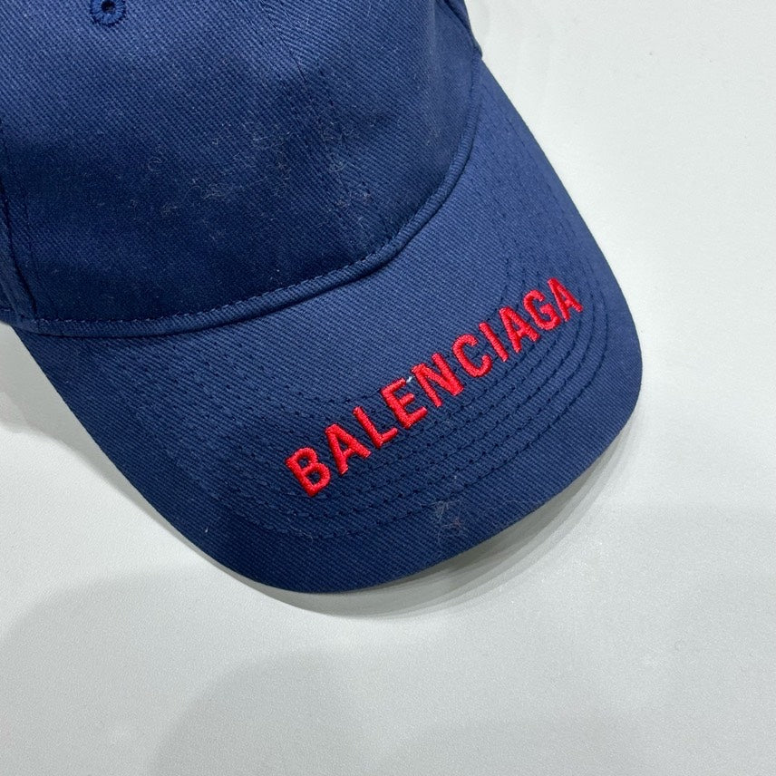 Balenciaga Classic Navy Hat Red Logo Preloved