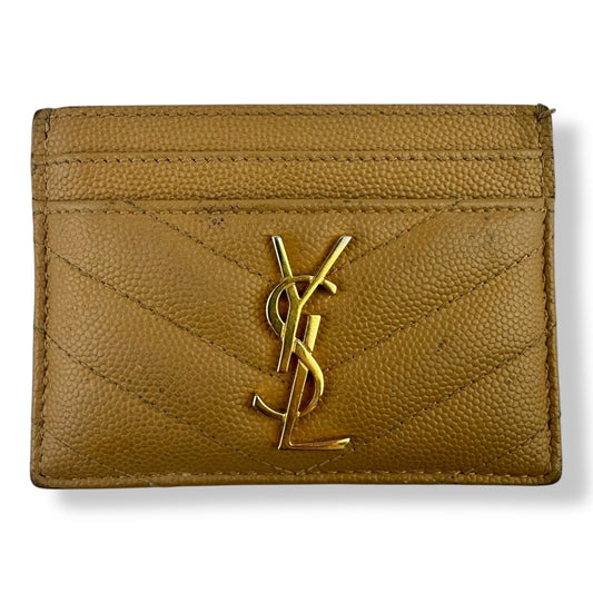 Saint Laurent YSL Cassandre Brown Matelassé Leather Cardholder Purse