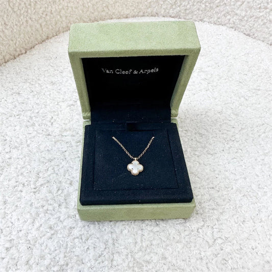 Van Cleef & Arpels VCA Sweet Alhambra Pendant Necklace with Mother of Pearl MOP in 18K Gold