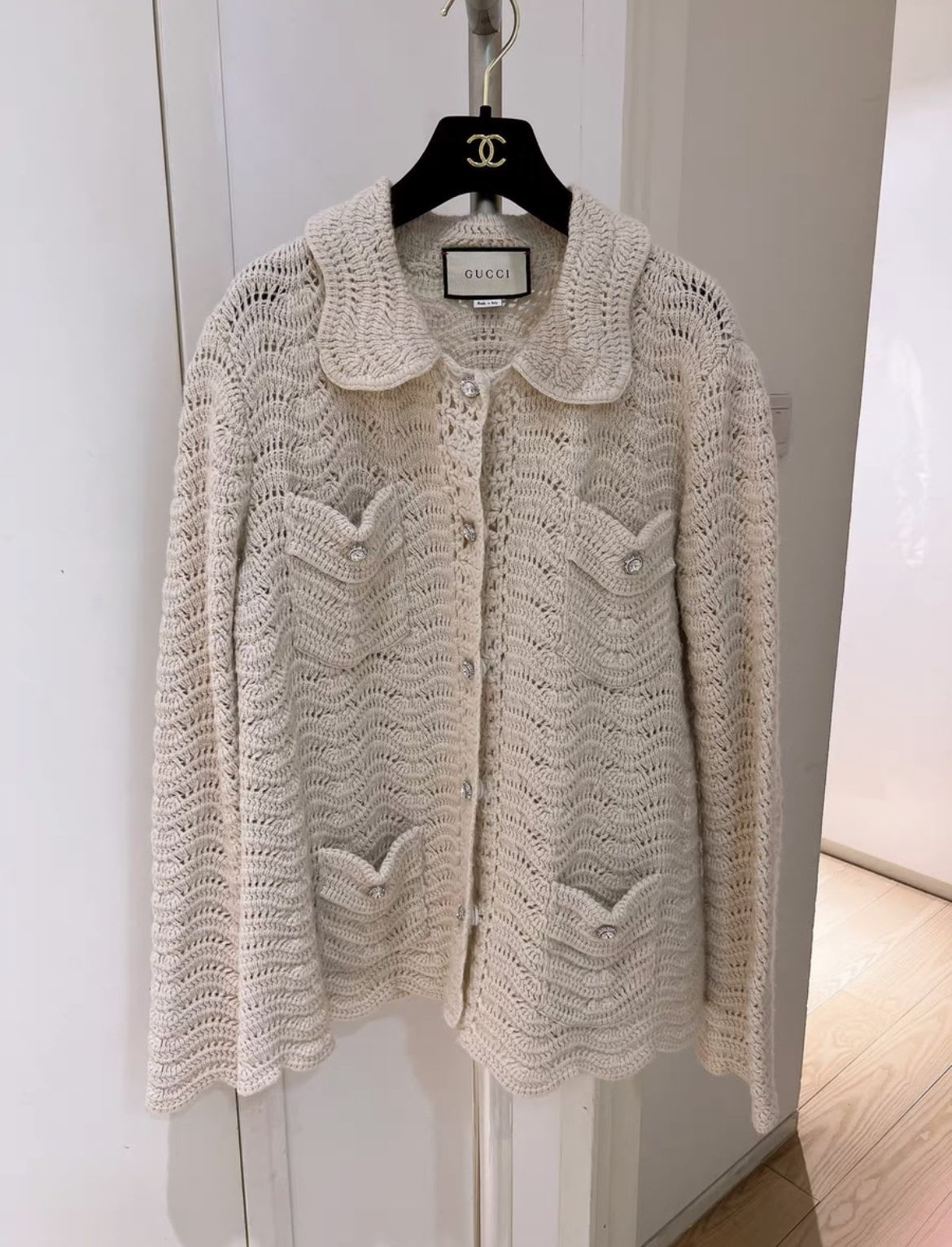 Gucci bright diamond button knitted cardigan