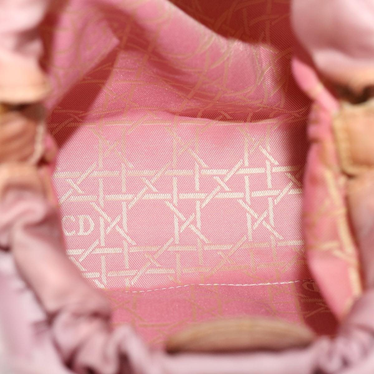 CHRISTIAN DIOR Maris Pearl Hand Bag Nylon Pink Auth yb139