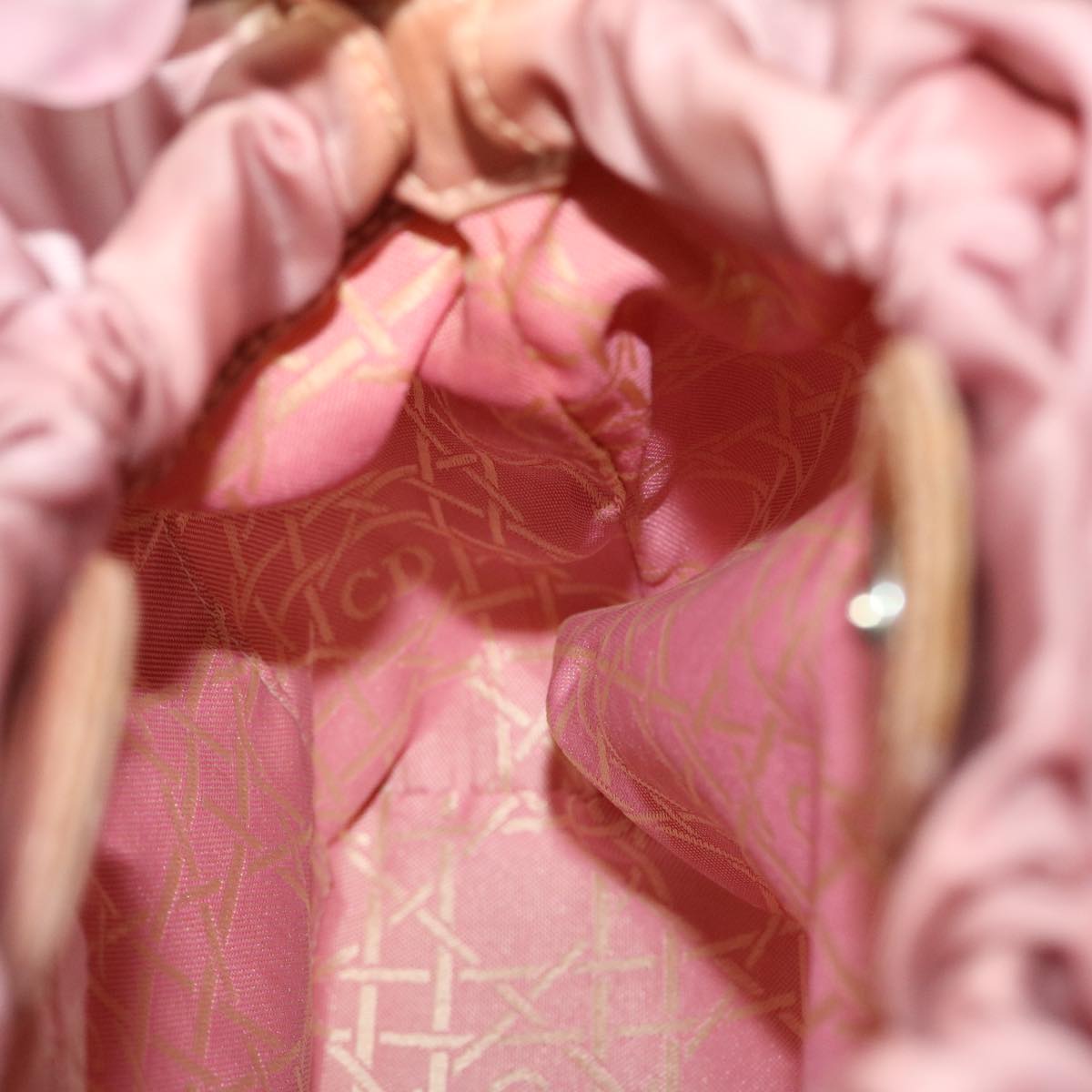 CHRISTIAN DIOR Maris Pearl Hand Bag Nylon Pink Auth yb139