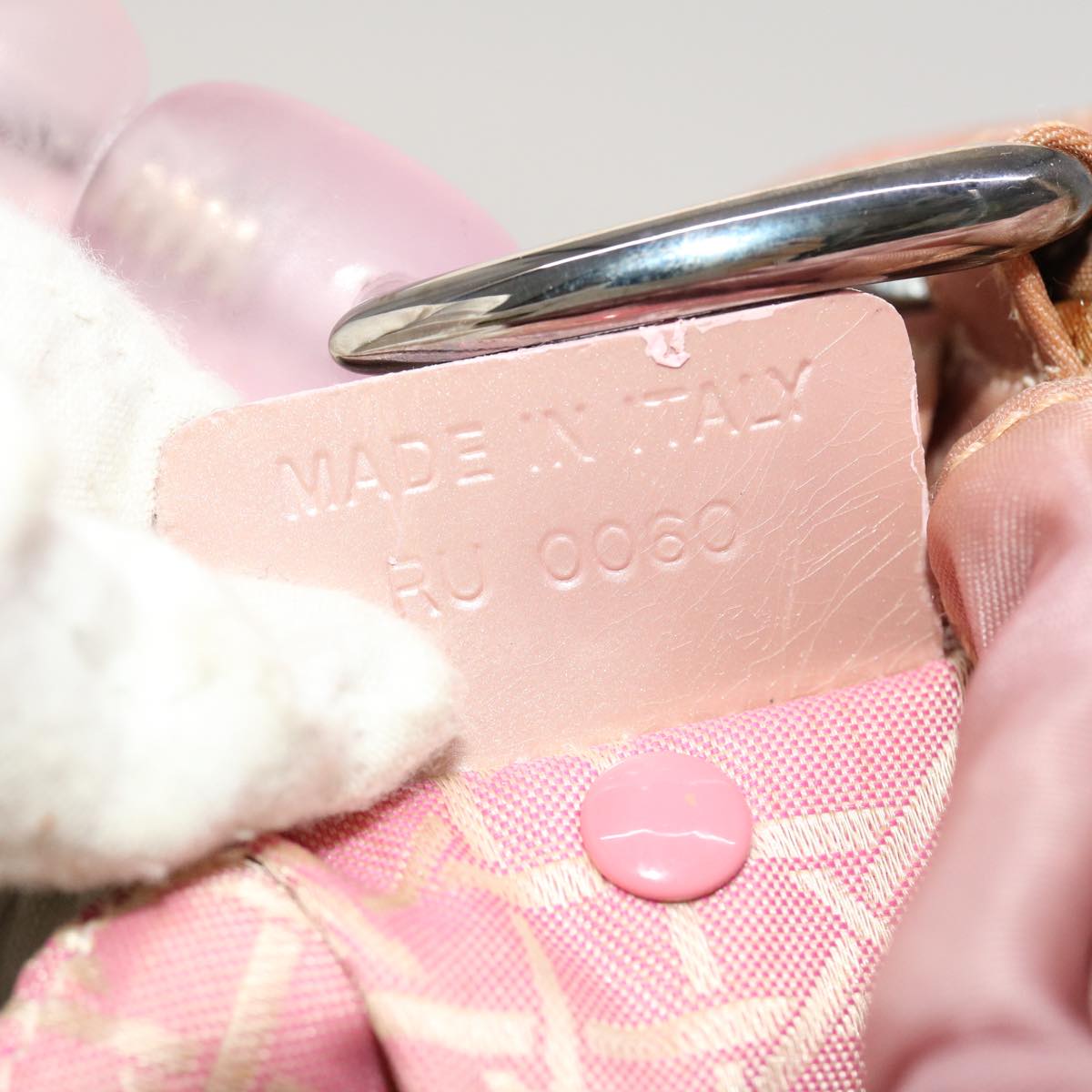 CHRISTIAN DIOR Maris Pearl Hand Bag Nylon Pink Auth yb139