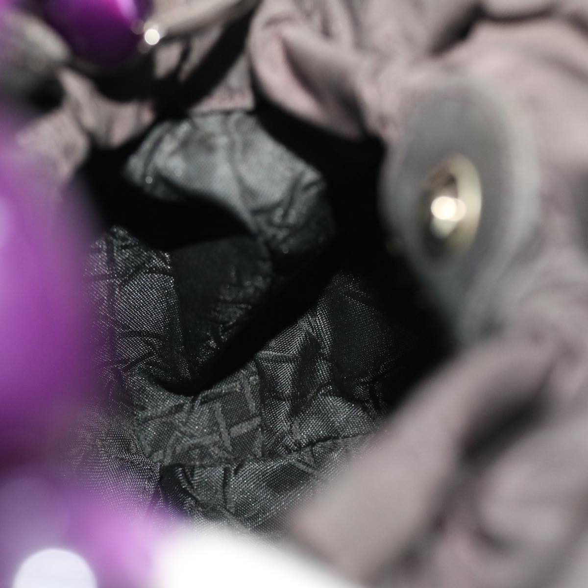 CHRISTIAN DIOR Maris Pearl Hand Bag Nylon Purple Auth yb286