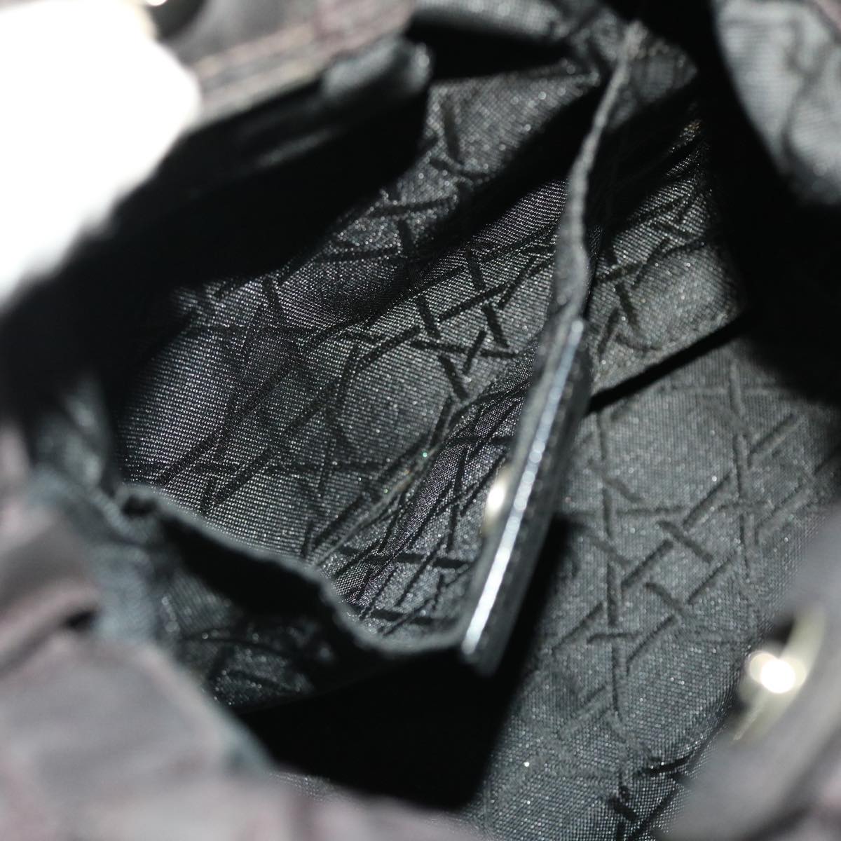 CHRISTIAN DIOR Maris Pearl Hand Bag Nylon Purple Auth yb286