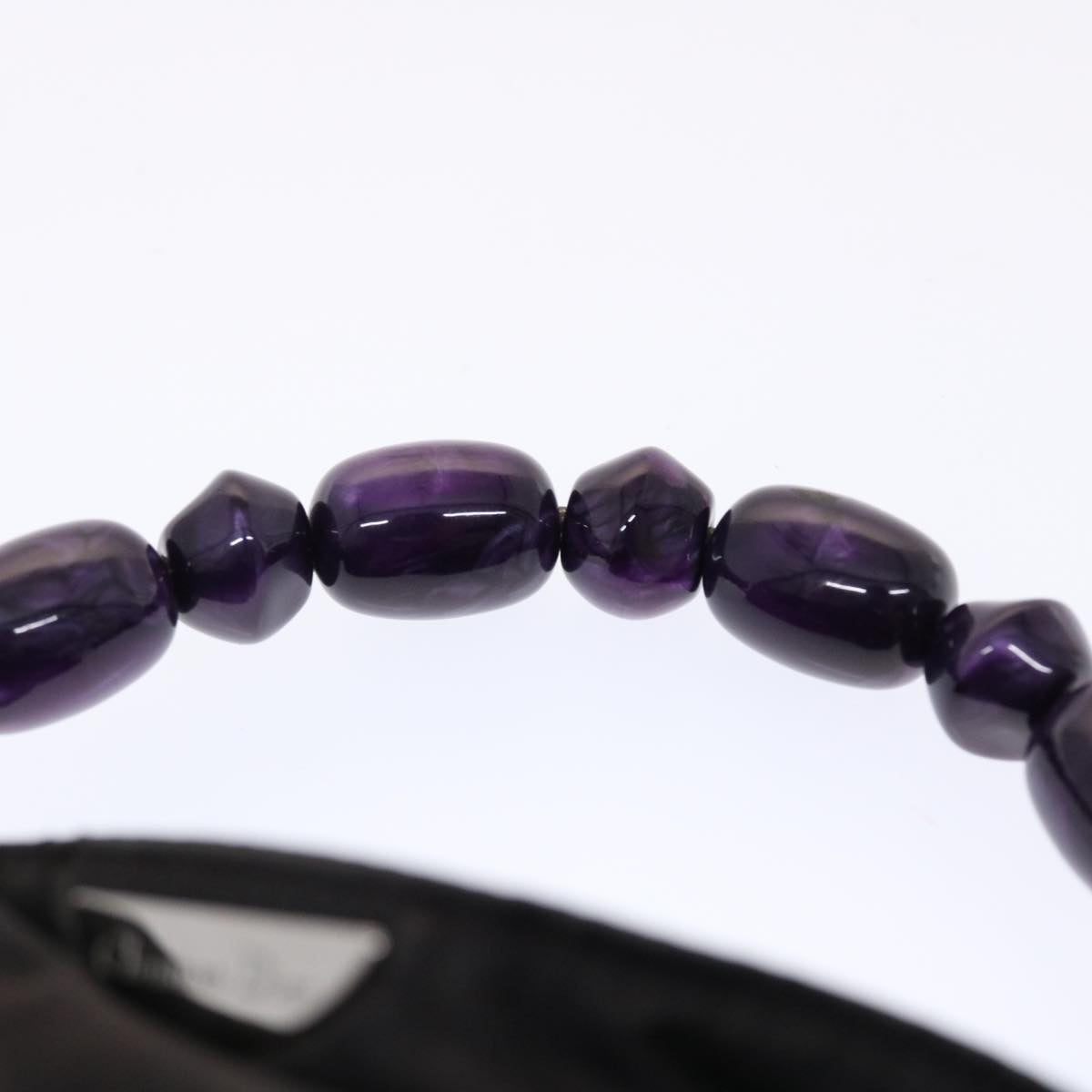 CHRISTIAN DIOR Maris Pearl Hand Bag Nylon Purple Auth yb286