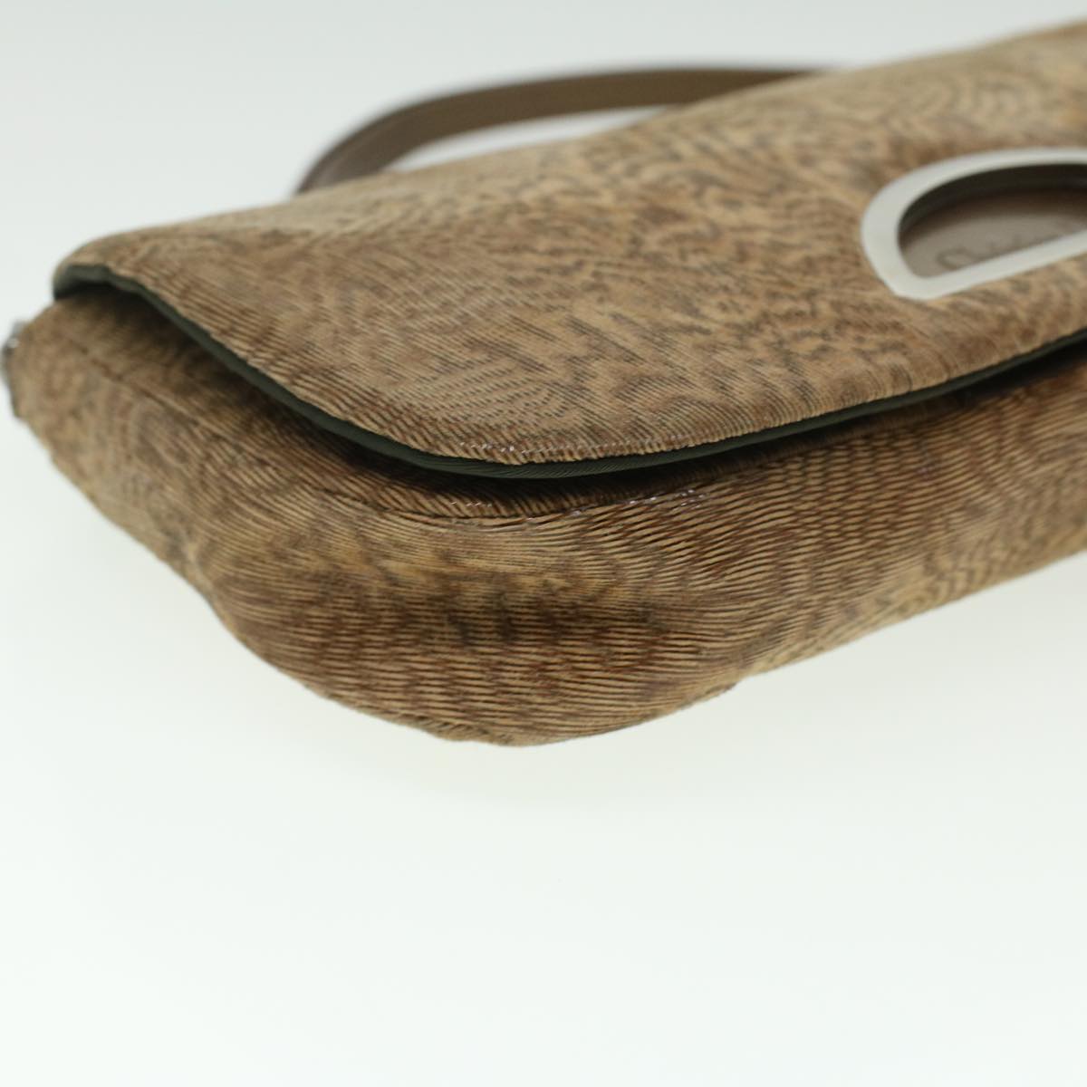 CHRISTIAN DIOR Maris Pearl Shoulder Bag Suede Brown MA-0999 Auth yk5927