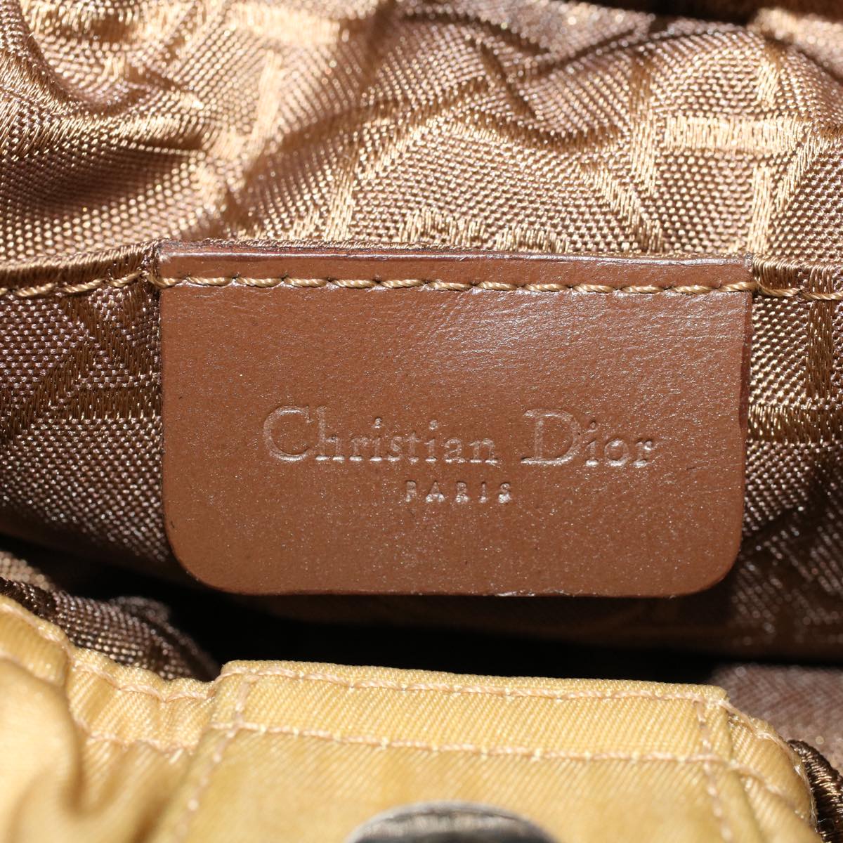 CHRISTIAN DIOR Maris Pearl Hand Bag Nylon Beige Auth yk7503