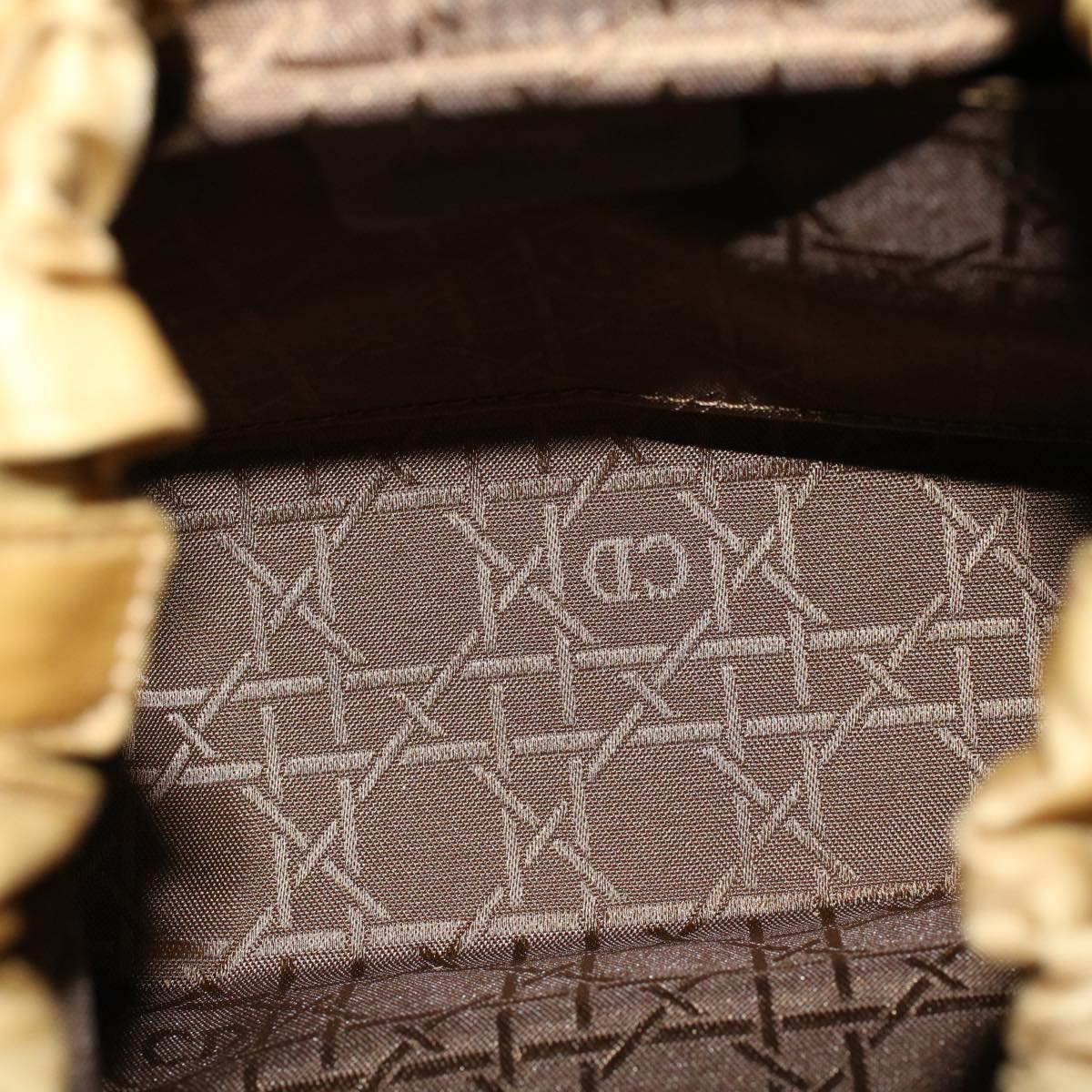 CHRISTIAN DIOR Maris Pearl Hand Bag Nylon Beige Auth yk7503