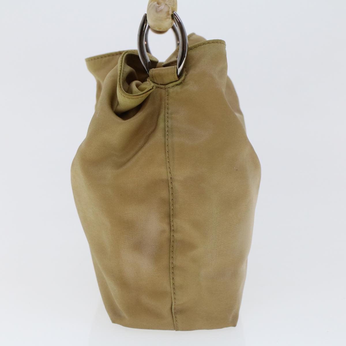 CHRISTIAN DIOR Maris Pearl Hand Bag Nylon Beige Auth yk7503