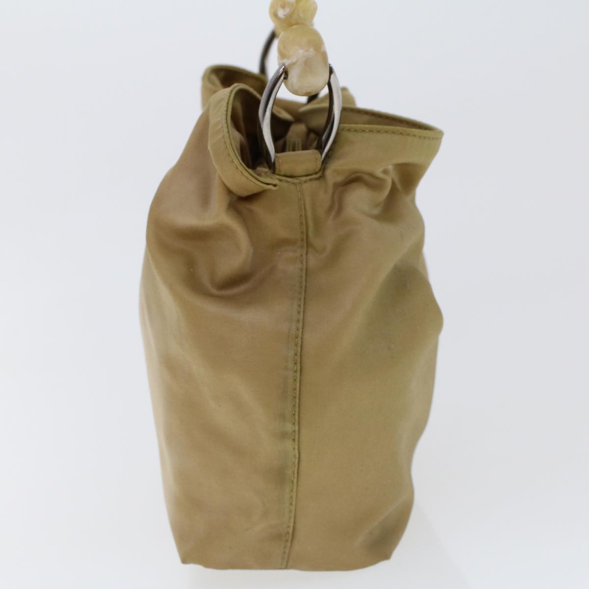 CHRISTIAN DIOR Maris Pearl Hand Bag Nylon Beige Auth yk7503