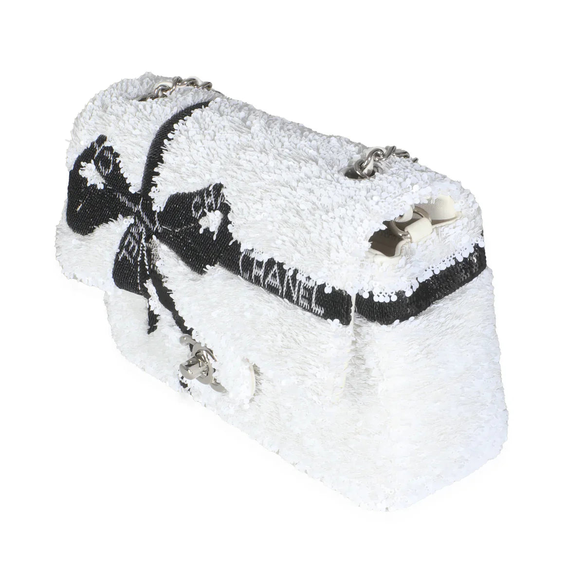 White/Black Ribbon Sequin Mini Flap